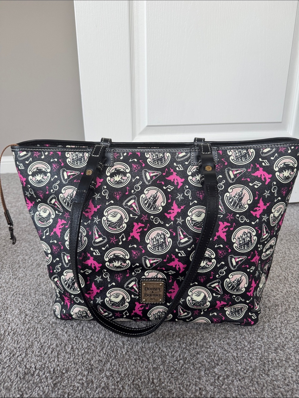 Dooney & Bourke Disney Black and Pink Printed Tote Bag